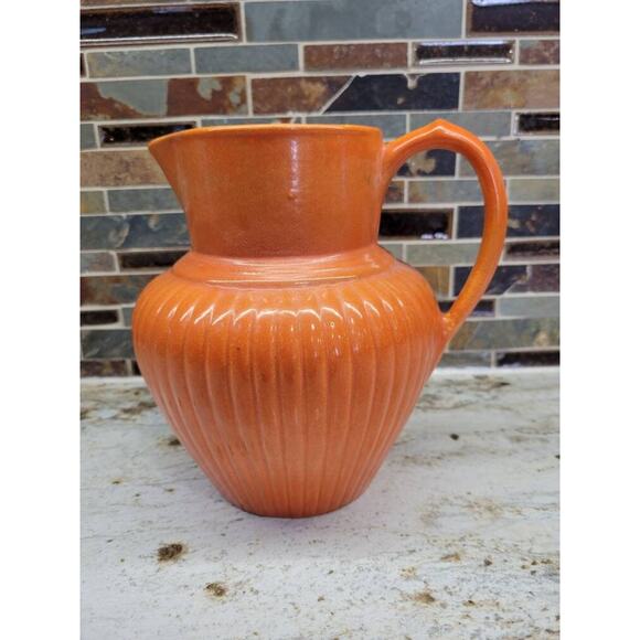 Vintage Red Wing Gypsy Trail Reed Tall Ribbed Pottery Pitcher,  Unmarked - Picture 2 of 6